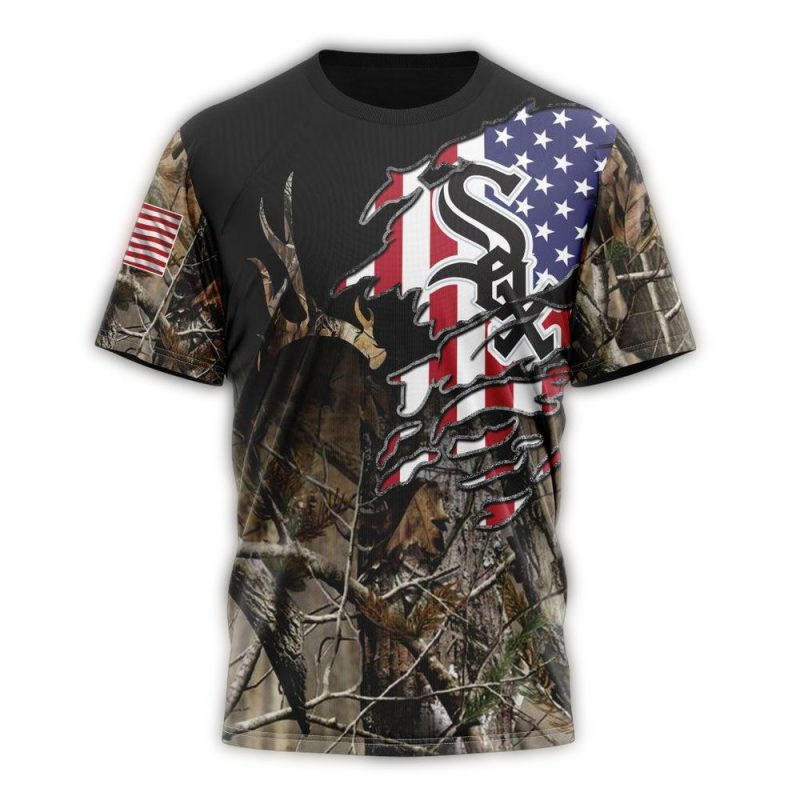 Personalized Chicago White Sox Camo Realtree Hunting AOP T Shirt 1