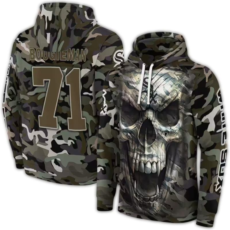 Personalized Chicago White Sox Camo Skull AOP Hoodie 1