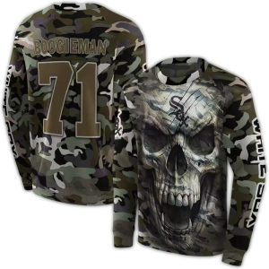 Personalized Chicago White Sox Camo Skull All Over Print Sweatshirt