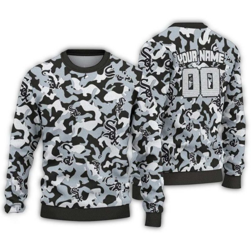 Personalized Chicago White Sox Camouflage Motif Ugly Sweater 1
