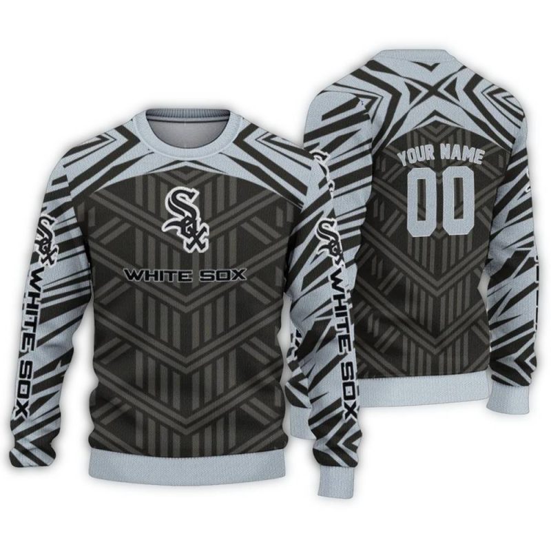 Personalized Chicago White Sox Chevron Pattern Ugly Sweater 1