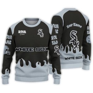 Personalized Chicago White Sox Flame Border Ugly Sweater
