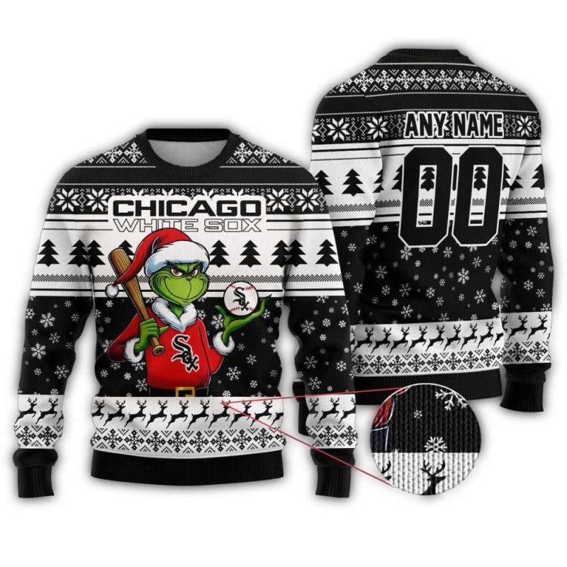 Personalized Chicago White Sox Grinch Christmas Ugly Sweater 1