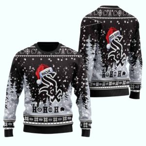 Personalized Chicago White Sox Ho Ho Ho Santa Hat Christmas Ugly Sweater