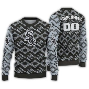 Personalized Chicago White Sox Lattice Gridwork Ugly Sweater