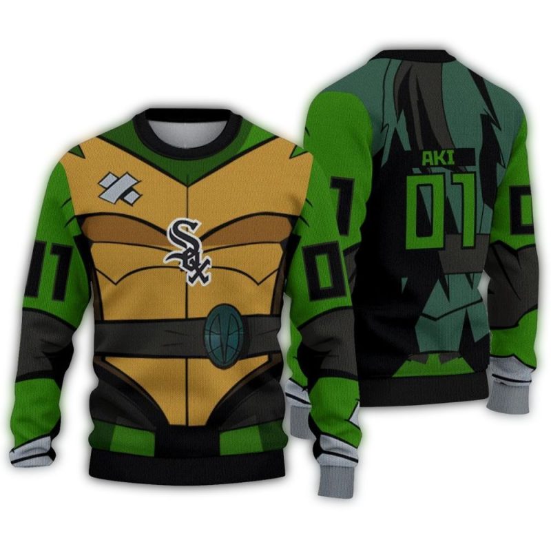 Personalized Chicago White Sox Ninja Turtle Ugly Sweater 1