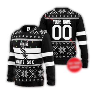 Personalized Chicago White Sox Pattern Christmas Ugly Sweater
