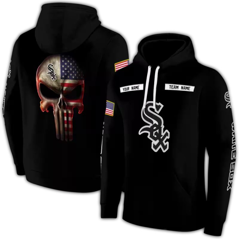 Personalized Chicago White Sox Punisher Skull AOP Hoodie 1