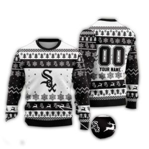 Personalized Chicago White Sox Reindeer Snowflakes Ugly Sweater