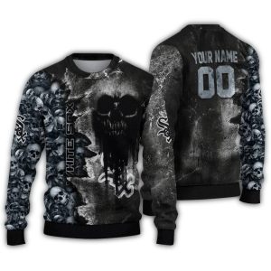 Personalized Chicago White Sox Skull Collage Black Ugly Sweater
