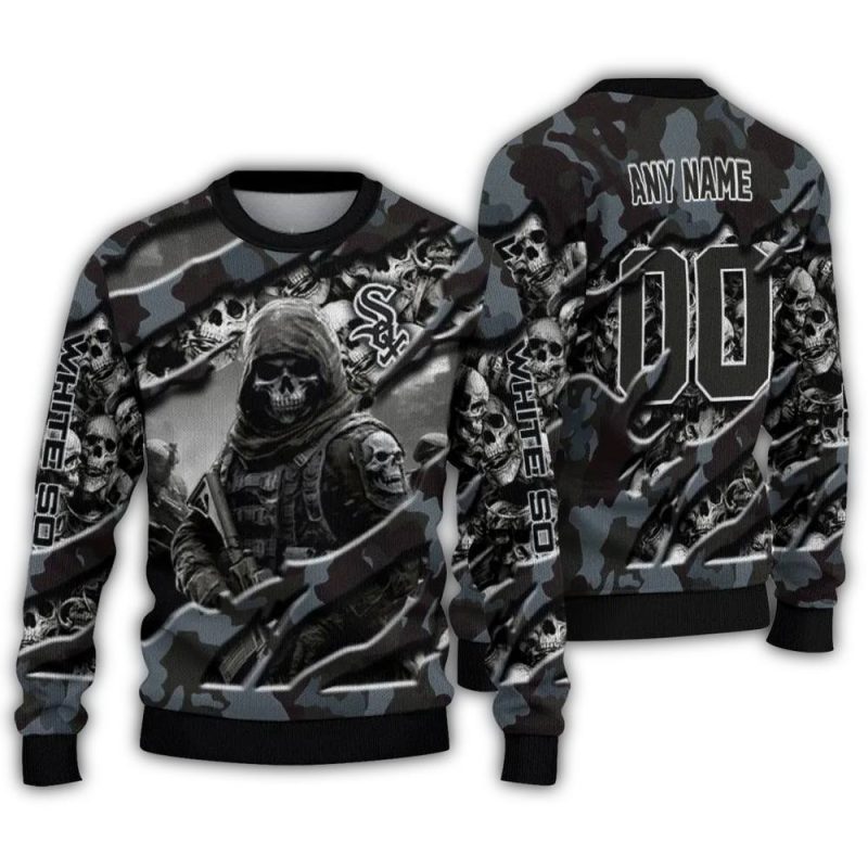 Personalized Chicago White Sox Skull Horde Ugly Sweater 1