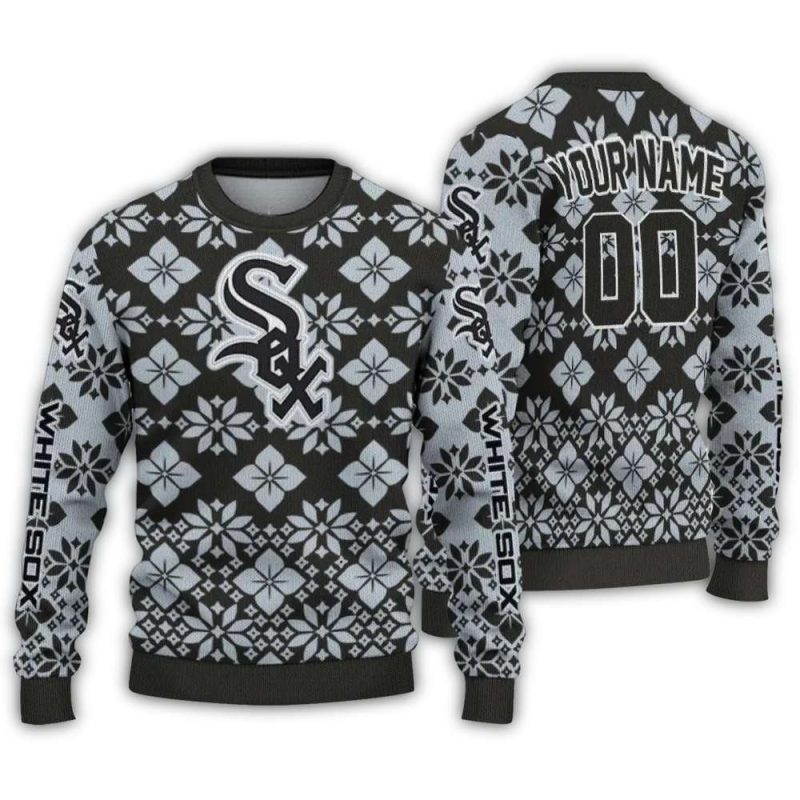 Personalized Chicago White Sox Snowflake Matrix Ugly Sweater 1
