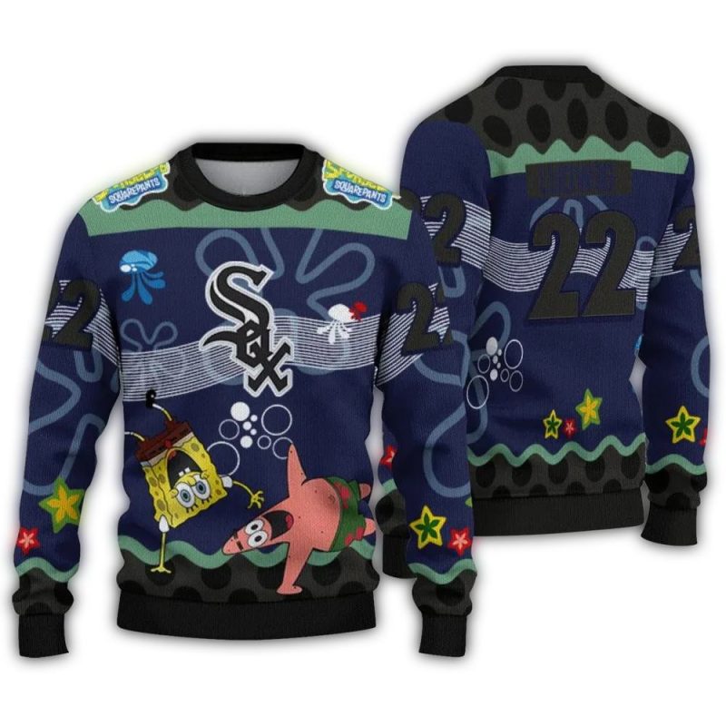 Personalized Chicago White Sox Sponge Bob Ugly Sweater 1