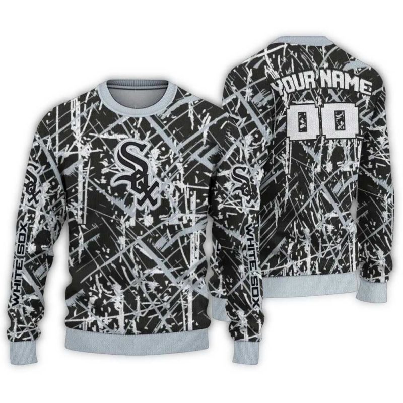 Personalized Chicago White Sox Streak Overlay Ugly Sweater 1