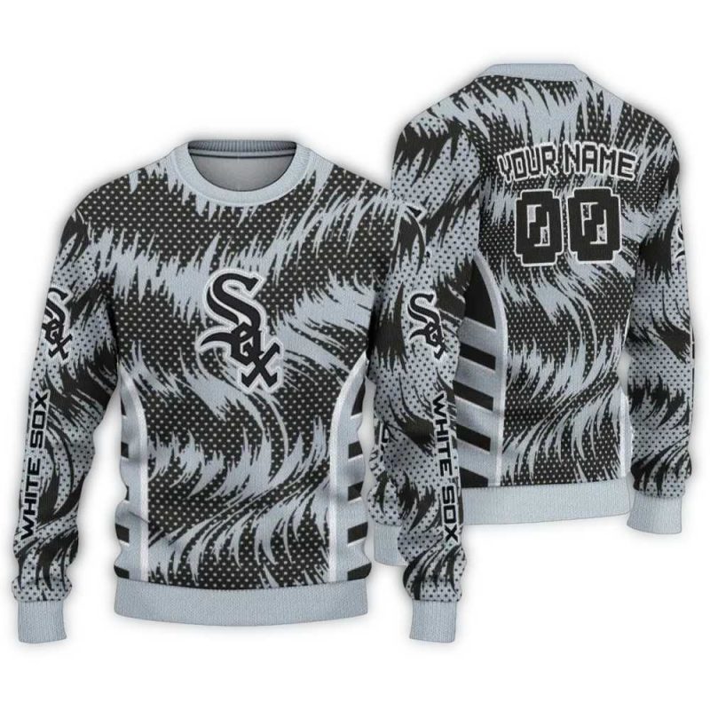 Personalized Chicago White Sox Swirl Flow Ugly Sweater 1