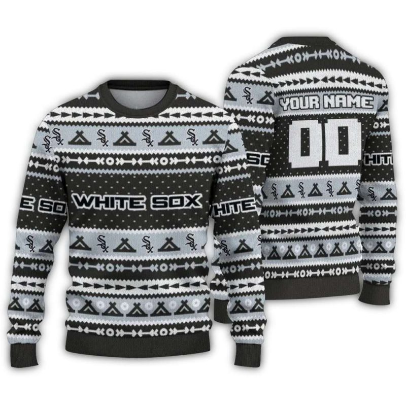 Personalized Chicago White Sox Tent Stripes Ugly Sweater 1