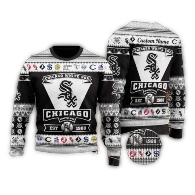 Personalized Chicago White Sox Vintage Team Logo Christmas Ugly Sweater 1
