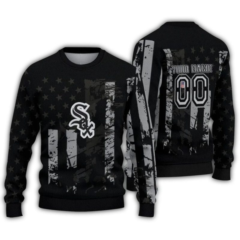 Personalized Chicago White Sox Vintage USA Flag Ugly Sweater 1