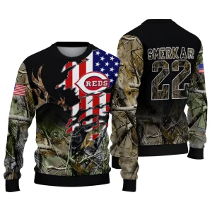 Personalized Cincinnati Reds American Flag Claw Sweatshirt For Fans