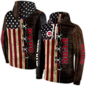 Custom Cincinnati Reds American Pride All-Over Print Hoodie