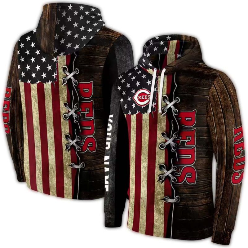 Personalized Cincinnati Reds American Pride AOP Hoodie 1