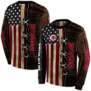Custom Cincinnati Reds American Pride All-Over Print Sweatshirt