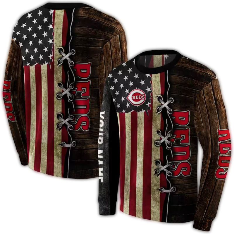 Personalized Cincinnati Reds American Pride AOP Sweatshirt 1