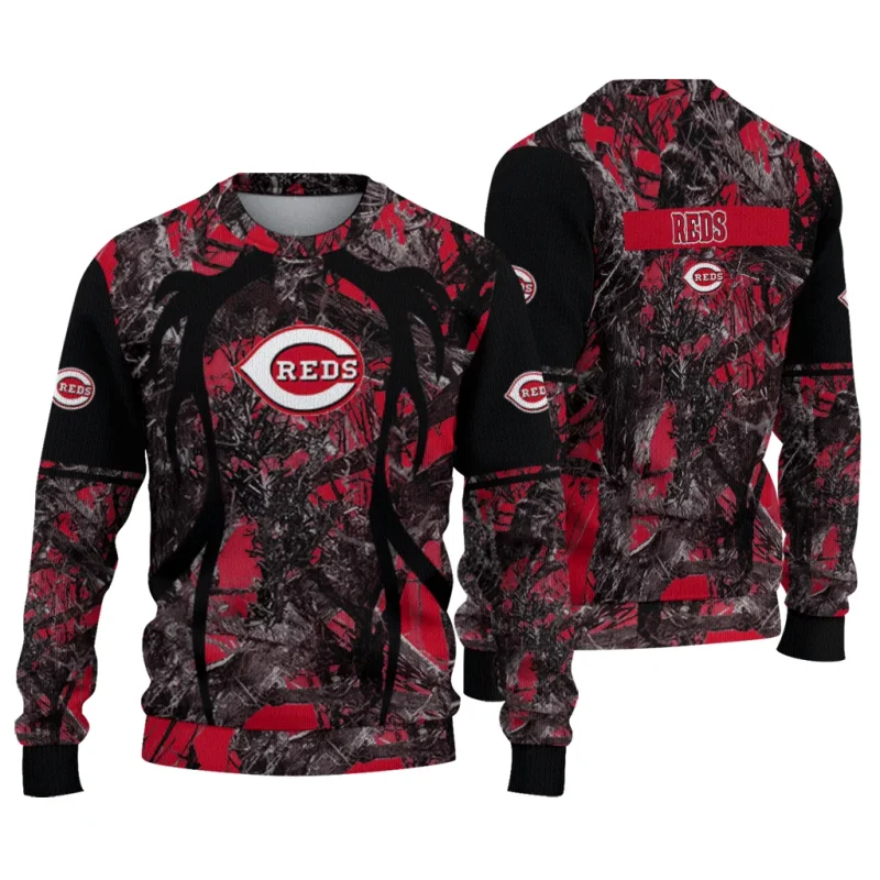 Personalized Cincinnati Reds Antlers Pattern Ugly Sweater 1