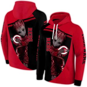 Custom Cincinnati Reds Baby Groot All-Over Print Hoodie For Fans