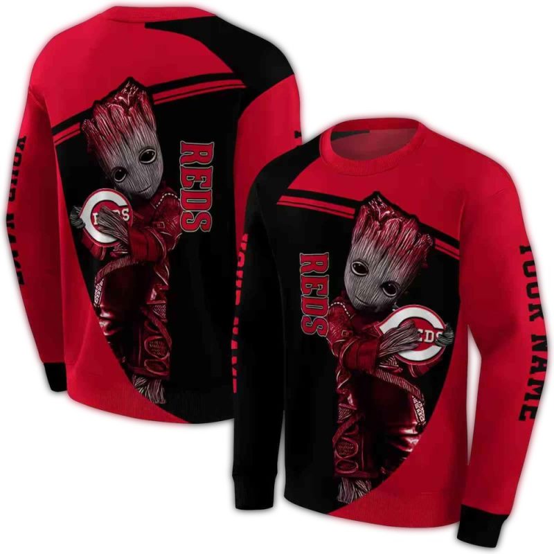 Personalized Cincinnati Reds Baby Groot AOP Sweatshirt 1