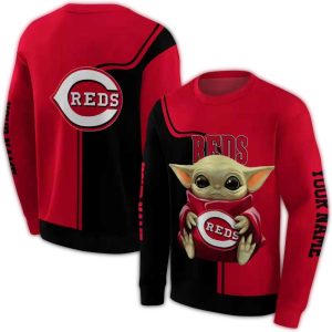 Custom Cincinnati Reds Baby Yoda All-Over Print Sweatshirt For Kids