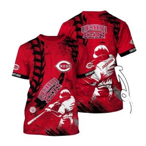 Custom Cincinnati Reds Baseball All-Over Print T-Shirt for Fans