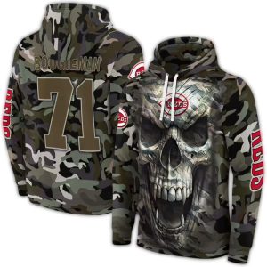Custom Cincinnati Reds Camo Skull All-Over Print Hoodie For Fans