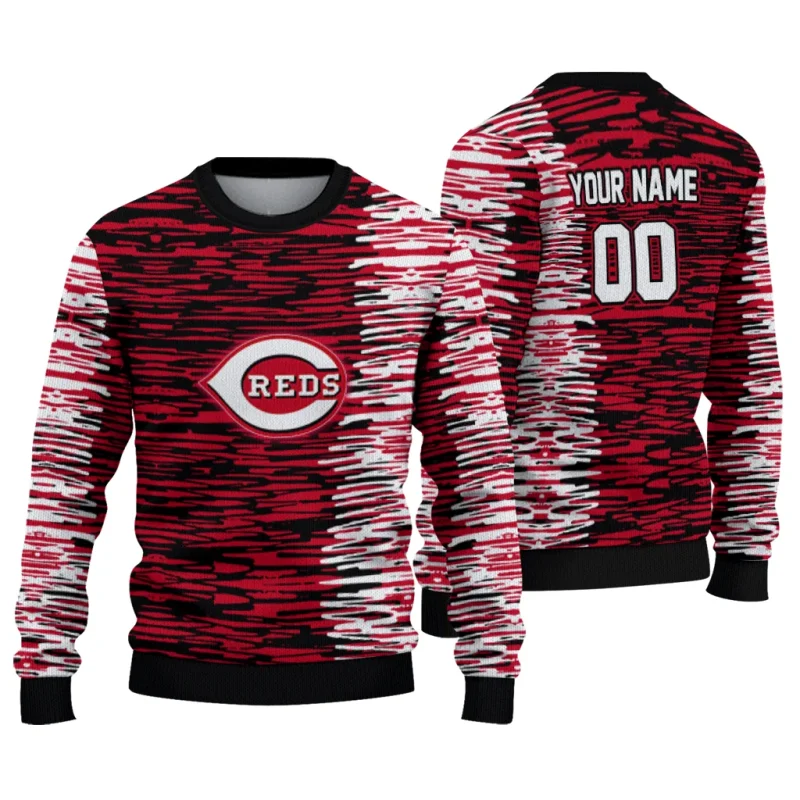 Personalized Cincinnati Reds Camouflage Stripe Ugly Sweater 1