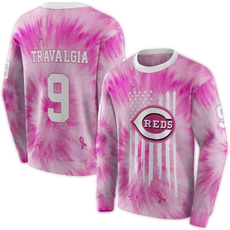 Personalized Cincinnati Reds Cancer Support Pink AOP Sweatshirt 1