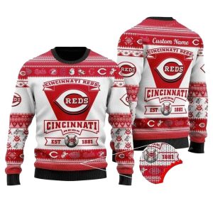 Personalized Cincinnati Reds Christmas Ugly Sweater