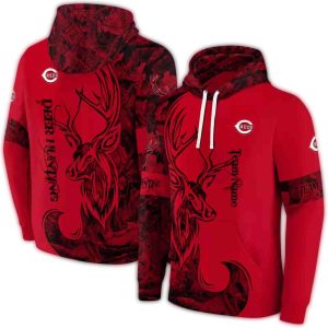 Custom Cincinnati Reds Deer Silhouette All-Over Print Hoodie