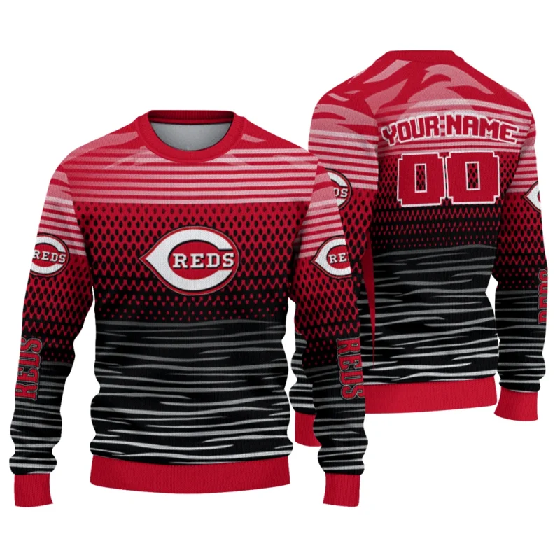 Personalized Cincinnati Reds Diamond Mesh Ugly Sweater 1