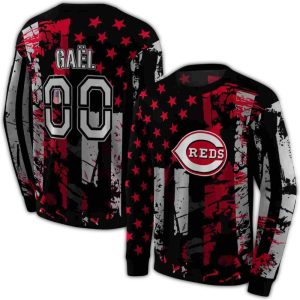Custom Cincinnati Reds Distressed Flag All-Over Print Sweatshirt