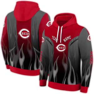 Custom Cincinnati Reds Flame All-Over Print Hoodie For Fans