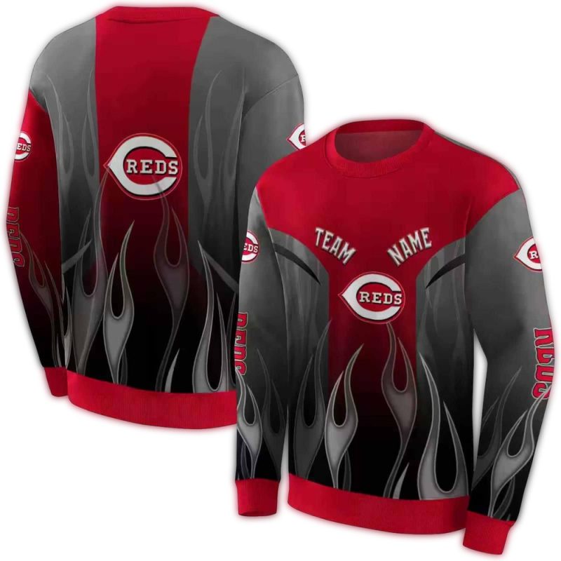 Personalized Cincinnati Reds Flame AOP Sweatshirt 1