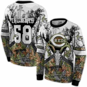Custom Cincinnati Reds Forest Silhouette All-Over Print Hoodie