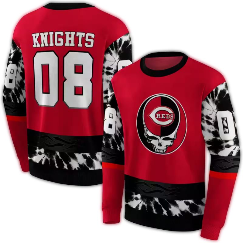 Personalized Cincinnati Reds Grateful Dead Vibes AOP Sweatshirt 1