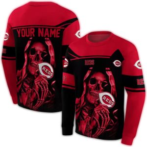 Custom Cincinnati Reds Grim Reaper All-Over Print Sweatshirt