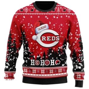 Personalized Cincinnati Reds Ho Ho Ho Christmas Ugly Sweater