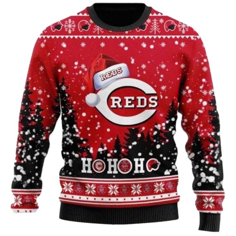Personalized Cincinnati Reds Ho Ho Ho Christmas Ugly Sweater