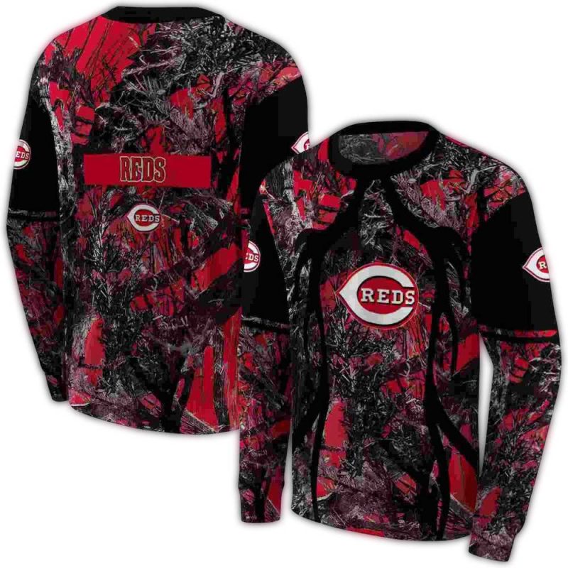 Personalized Cincinnati Reds Hunting Theme AOP Sweatshirt 1