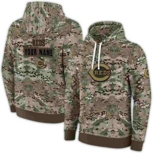 Custom Cincinnati Reds Military Style All-Over Print Hoodie For Fans