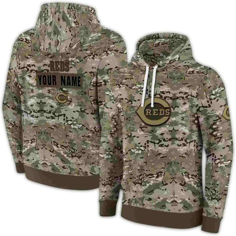Personalized Cincinnati Reds Military Style AOP Hoodie 1