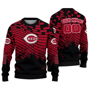 Personalized Cincinnati Reds Pixel Flow Sweatshirt For Fans
